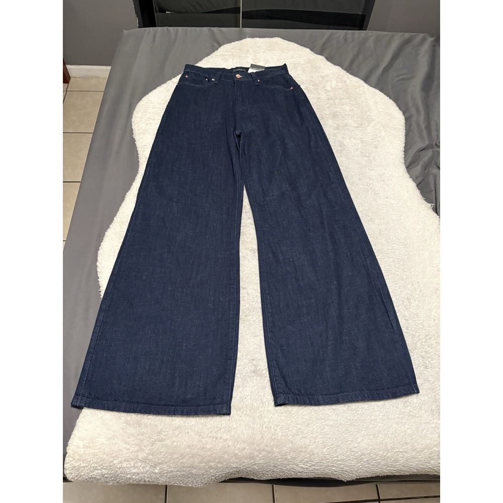 Worthington Womens High Rise Wide Leg Jean Size 4 Blue‎ Denim